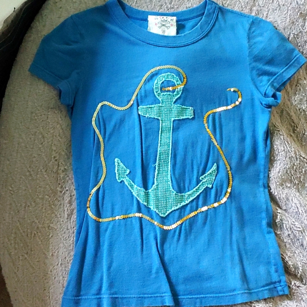 Scrapbook XS Anchor & Sequin Tee